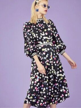 Hunter Bell Satin Casper Polka Dot Maxi Dress 6